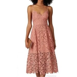 ASTR The Label Lace Midi Dress Rose Pink Spaghetti Strap Womens Small